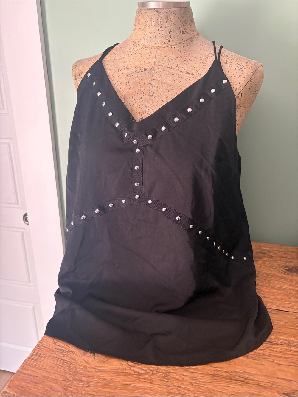 ePretty Black Studded V-Neck Spaghetti Strap Camisole